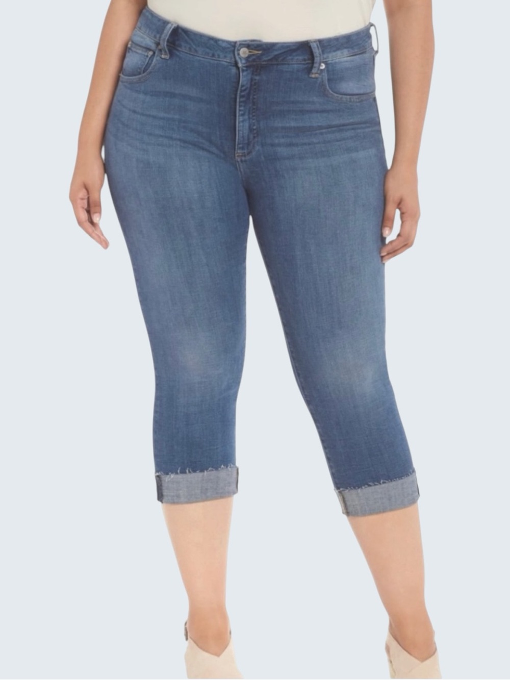 Lucky Brand Emma Capri Jeans 14W Cuffed Crop Blue Straight